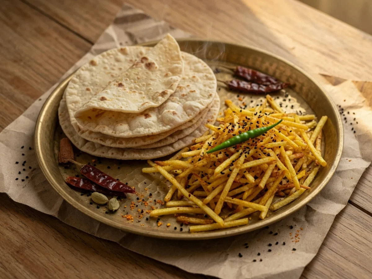 নরম রুটি ও মসলা আলু ভাজি